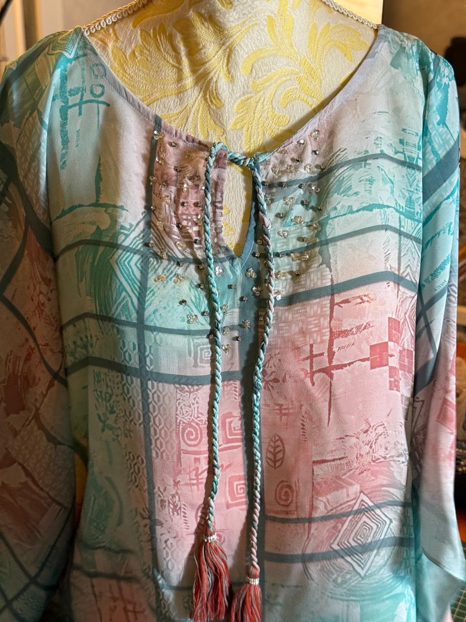 Tunique / Caftan imprimée et brodée