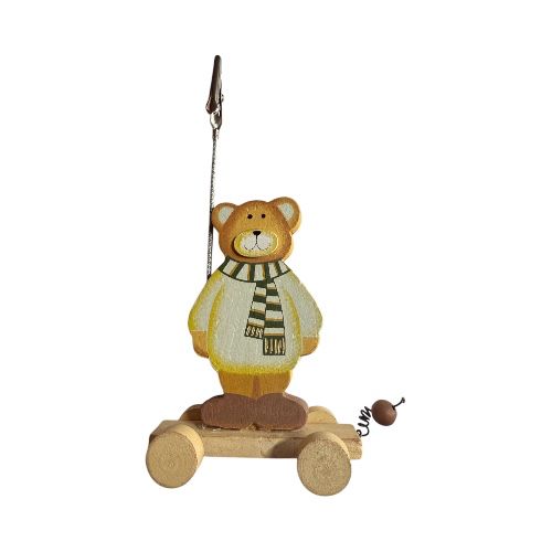 Porte photo nounours en bois sur roulettes  naissance ou baptêmes
